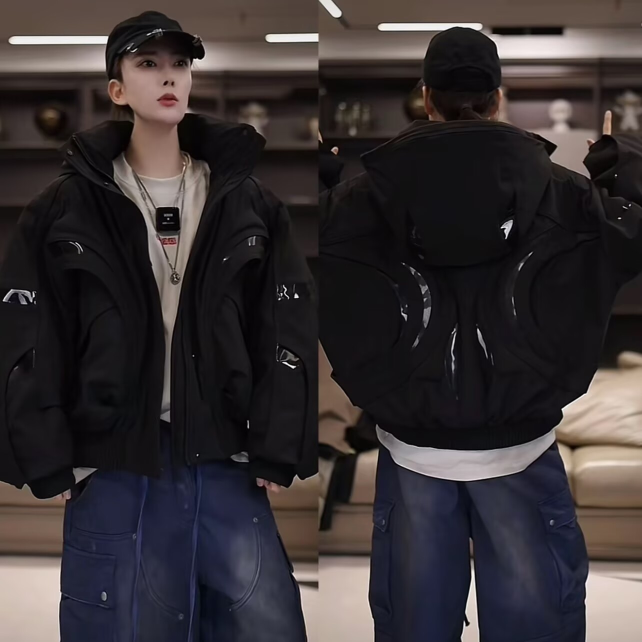 高端潮牌个性鹅绒服男连帽可脱卸