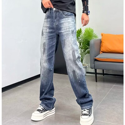 高街美式休闲牛仔裤男宽松直筒做