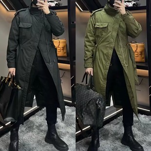 高端军大衣羽绒服男中长款冬季时尚潮流宽松复古80白鸭绒羽绒衣潮