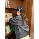 小香风帽子气质毛线帽 冬季 定制款 美利奴纯羊毛针织帽女2025新款