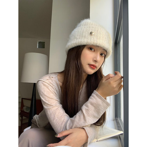芝士商店温柔气质感小金标毛线帽