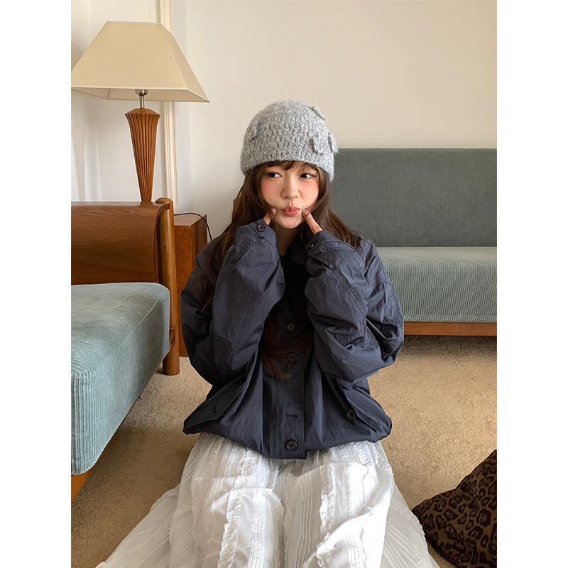 芝士商店~韩系灰色针织毛线帽女2025新款秋冬钩花帽子显脸小冷帽