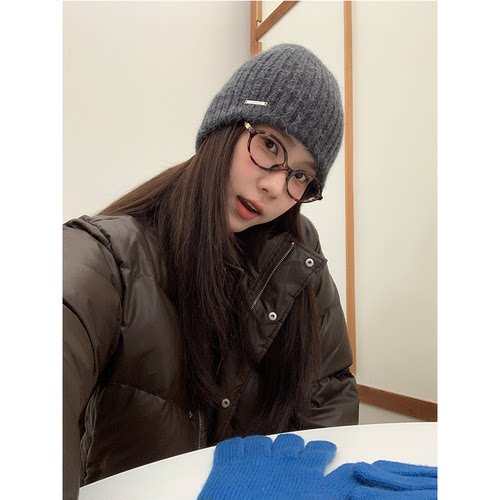定制款~冬日纯色定制银标毛线帽