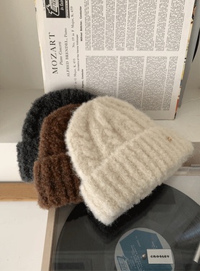 定制款~超好看可爱白色针织毛线帽女冬季显脸小保暖洋气时髦帽子
