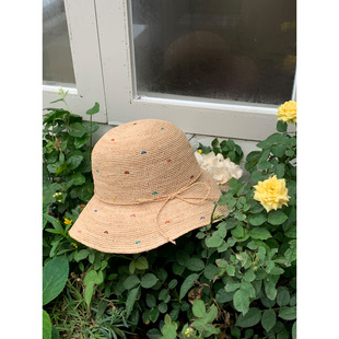 芝士商店~法式海边防晒草帽女夏天拉菲草编度假风编织遮阳帽子ins