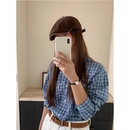 出口韩国 棕色灯芯绒复古前进帽女秋冬画家贝雷帽八角帽子报童帽