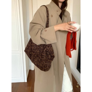 定制款～慵懒豹纹单肩帆布包女2026新款冬季大容量帆布袋手提包包