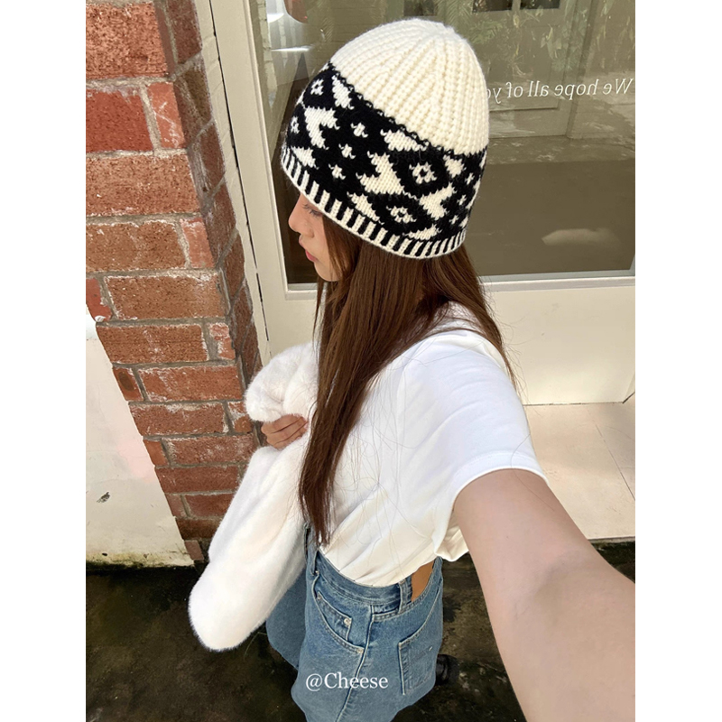 芝士商店复古好搭配针织毛线冷帽