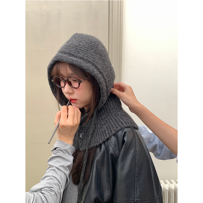 芝士商店秋冬复古针织拉法帽围巾