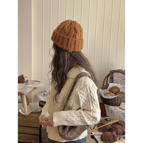 芝士商店修饰脸型款针织毛线帽女