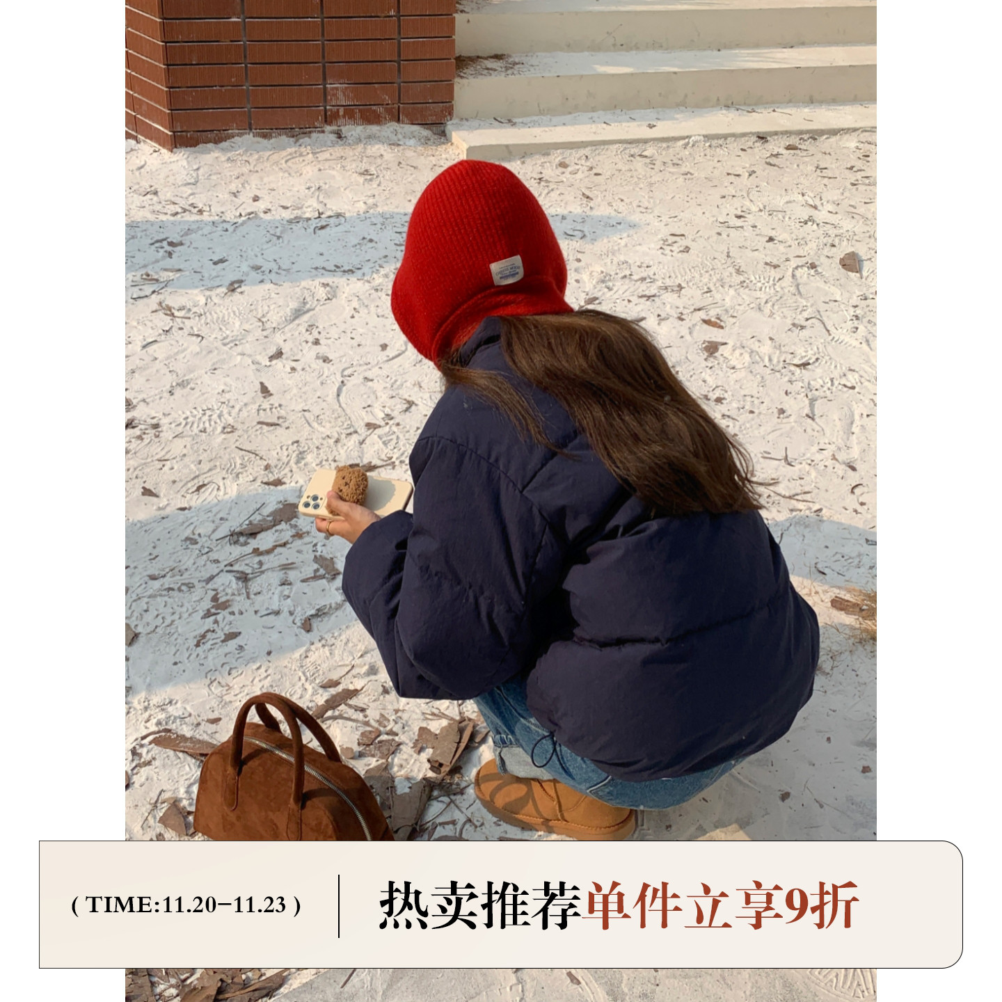 定制款~圣诞红色巴拉克拉法帽女秋冬防寒毛线帽针织帽子围巾一体