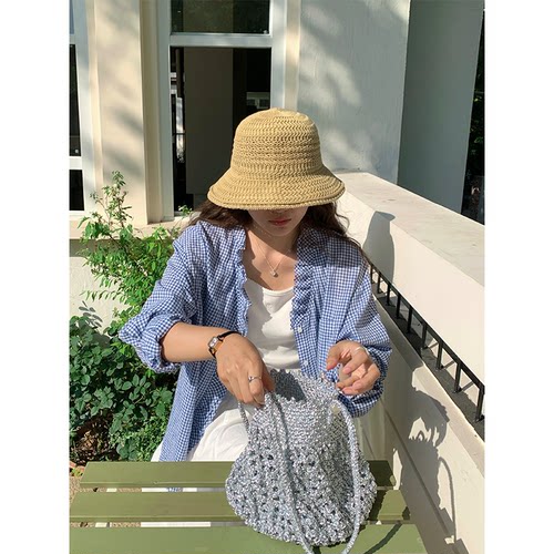 芝士商店~基础夏日草编水桶帽