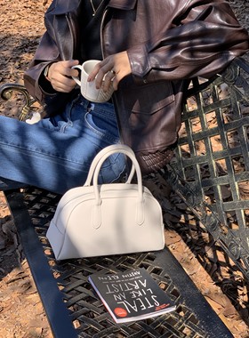 芝士商店~白色保龄球波士顿包女韩国高级感小众腋下通勤手提包包