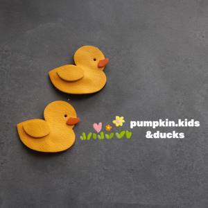 pumpkin kids手作真皮质感黄色小鸭女童女宝发夹发饰