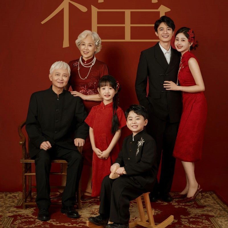 全家福主题摄影服家庭装一家六口影楼亲子装简约风家庭艺术照礼服