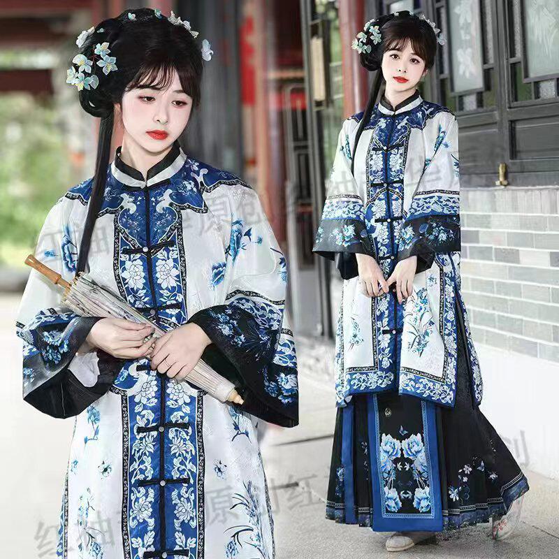 青花瓷清汉女印花复原感格格套装