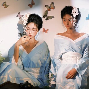 新款日系和服影楼摄影服装时尚写真艺术照服饰神明少女长袍女拍照