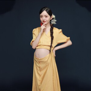 21新款影楼孕妇拍照性感连衣裙