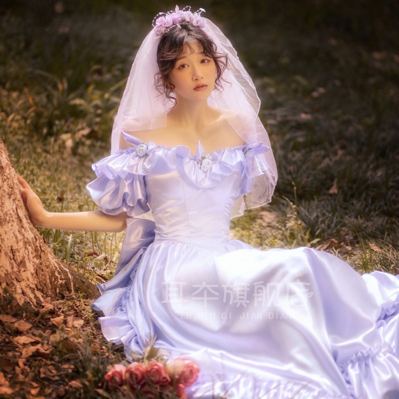 影楼80港风复古婚纱宫廷礼服艺术拍照写真服装少女摄影法式出门纱