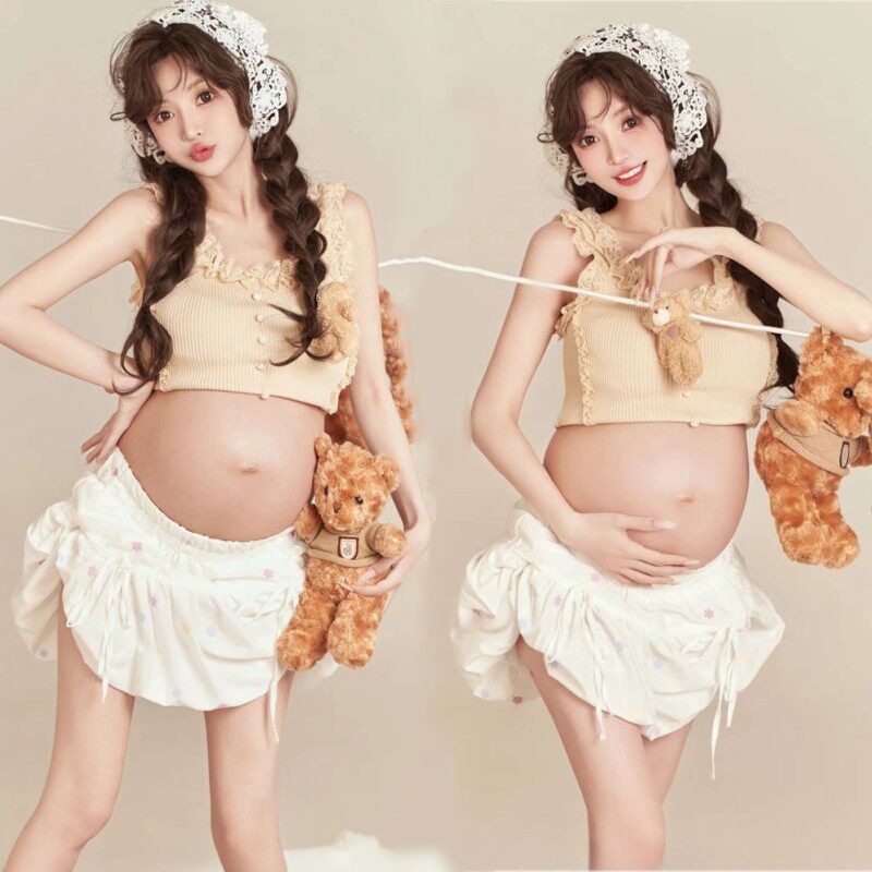 影楼新款孕妇摄影服装甜美时尚居家温馨可爱孕妈咪大肚照写真服装
