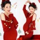 修身 影楼新款 圣诞主题新年红色孕妇拍照服装 慵懒风在家拍摄影衣服