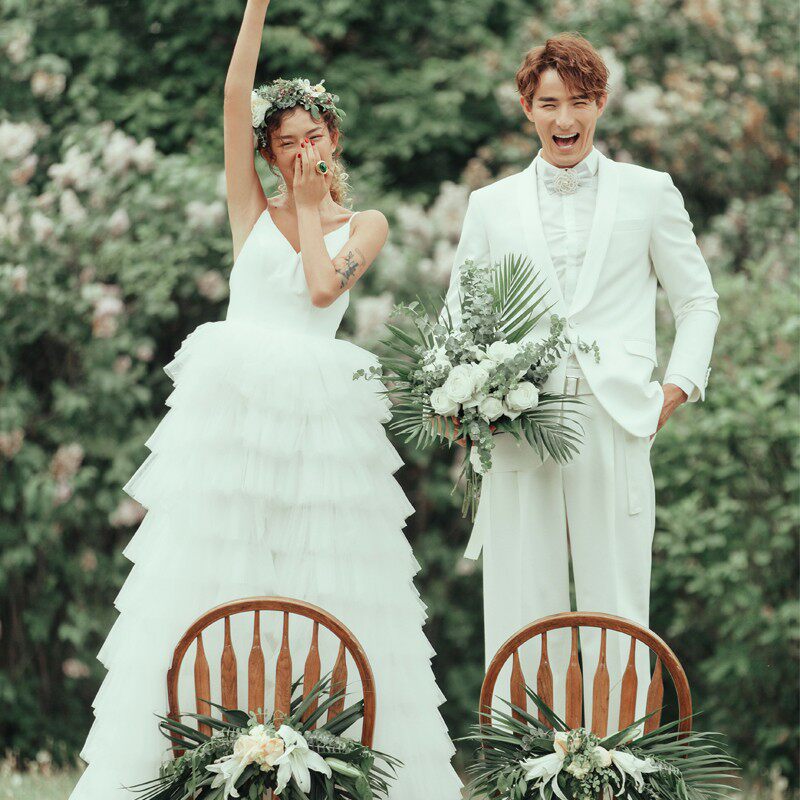 耳夲新款影楼主题婚纱外景旅拍服装摄影情侣写真服仙女公主裙礼服