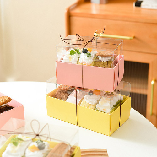 网红韩式马卡龙蛋糕卷西点包装盒