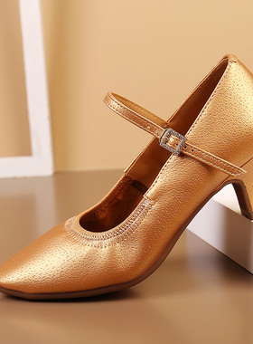 夏天专业摩登舞鞋女国标中高跟华尔兹室内软底交谊舞跳广场舞蹈鞋