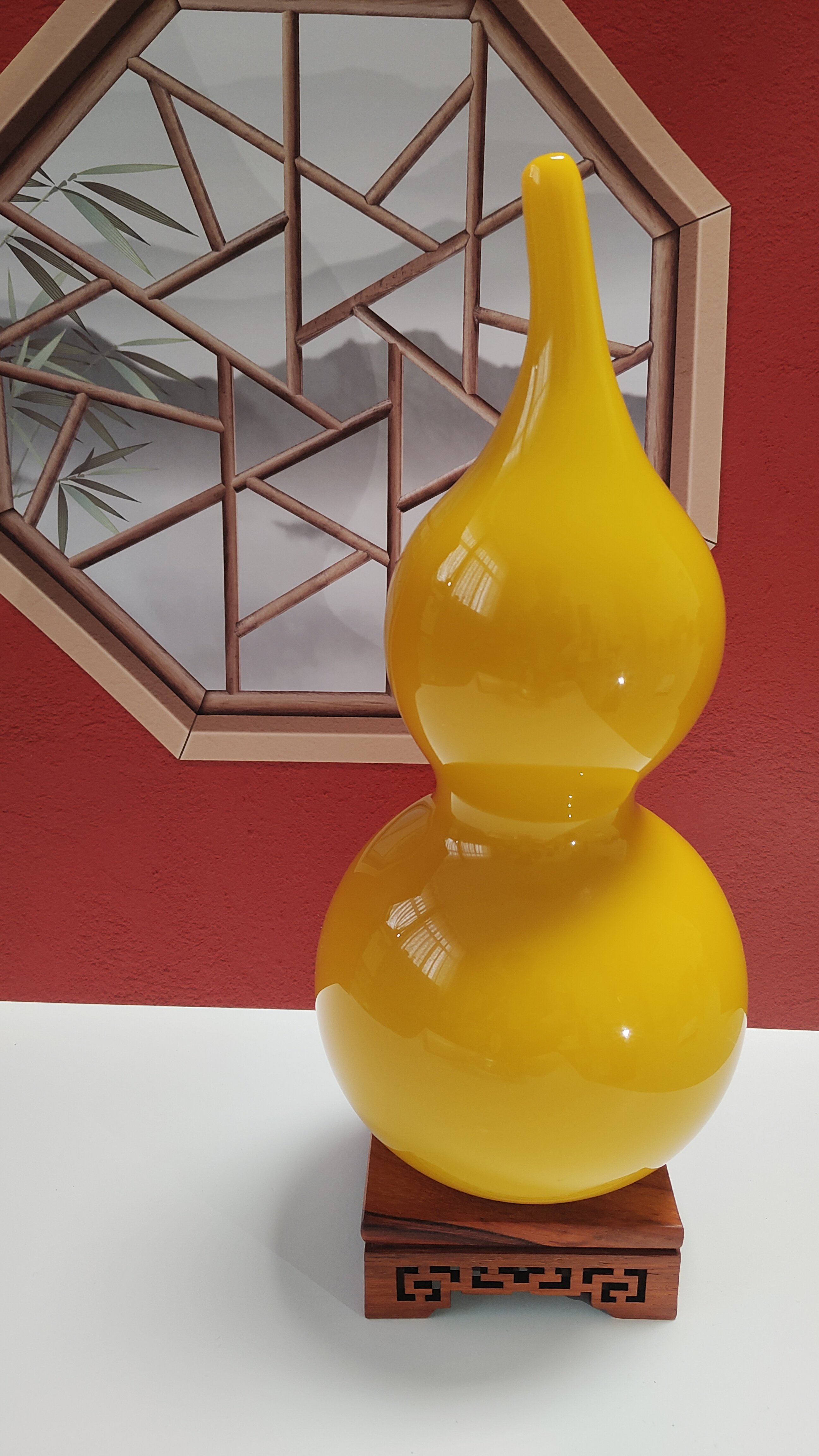淄博陶瓷琉璃,鸡油黄葫芦,44厘米,高档礼品,风水聚财化冲。