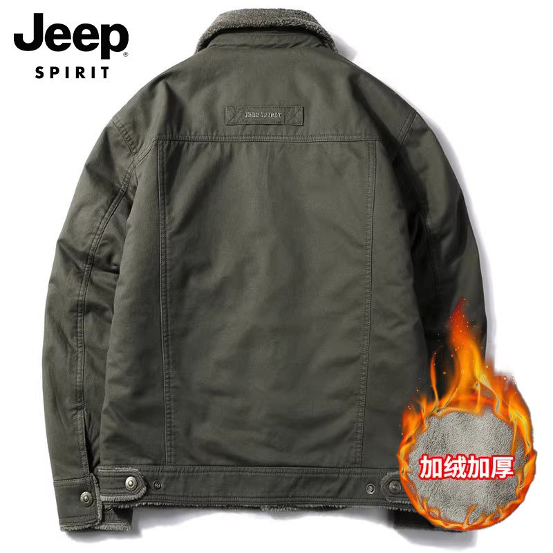 JEEP COTTON CLOTHES MENS WINTER VELVET THICKENED RETRO COTTON CARGO COAT WARM RUFFIAN PLUS-SIZE COTTON MENS CLOTHING