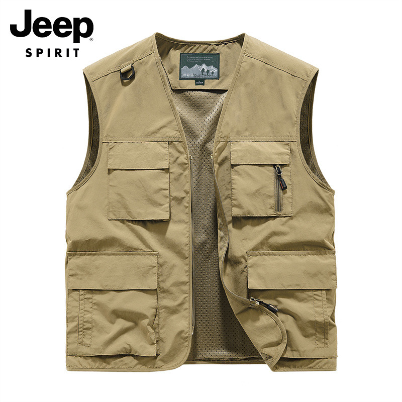 JEEP VEST MENS AUTUMN NEW MOUNTAIN OVERALLS SHOULDER VEST MULTI-POCKET MOUNTAINEERING ATHLEISURE JACKET MEN