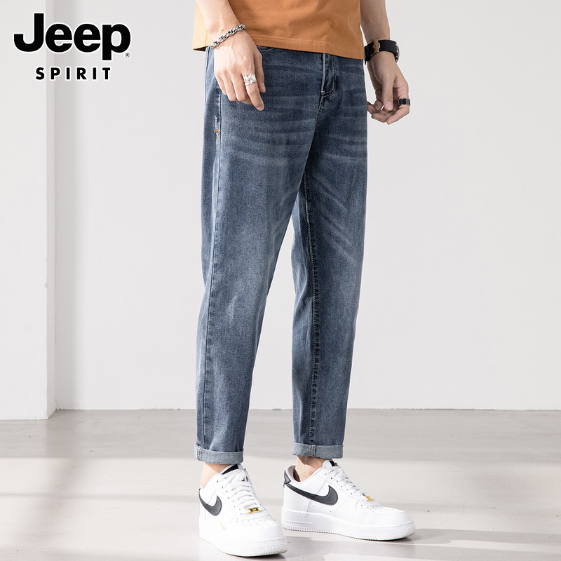 JEEP JEANS MENS 2025 SPRING TRENDY BRAND HANDSOME STRETCH TAPERED CROPPED PANTS LOOSE STRAIGHT LONG PANTS MEN