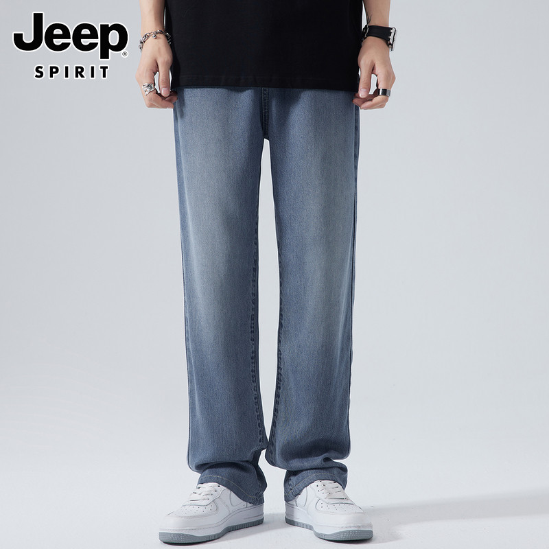 JEEP SPIRIT JEANS MENS SPRING 2024 NEW TREND LOOSE STRAIGHT LEG LYOCELL LONG PANTS MEN