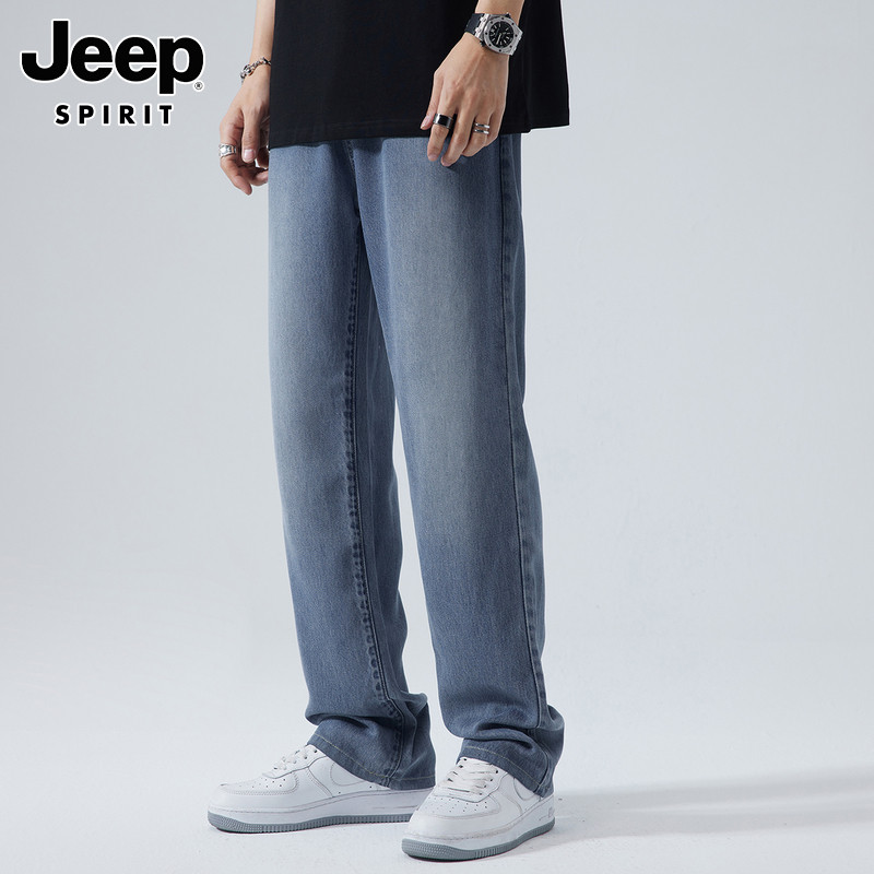 JEEP SPIRIT JEANS MENS SPRING 2024 NEW TREND LOOSE STRAIGHT LEG LYOCELL LONG PANTS MEN