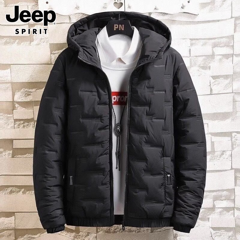 JEEP COTTON CLOTHES MENS WINTER NEW TRENDY BRAND HOODED WARM TOPS DOWN COTTON THICKENED COTTON JACKETS MENS CLOTHING
