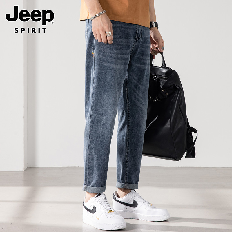 JEEP JEANS MENS 2025 SPRING TRENDY BRAND HANDSOME STRETCH TAPERED CROPPED PANTS LOOSE STRAIGHT LONG PANTS MEN