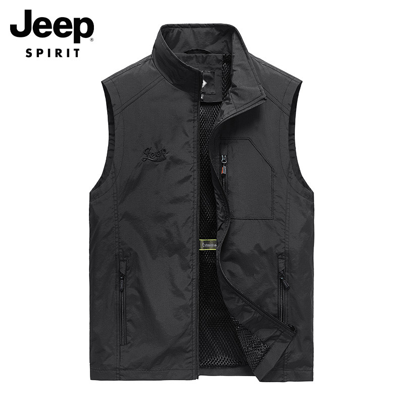 JEEP VEST MENS WINTER NEW FLEECE THICKENED CASUAL MULTI-POCKET HORSE CLIP LOOSE SPORTS SHOULDER JACKET MEN