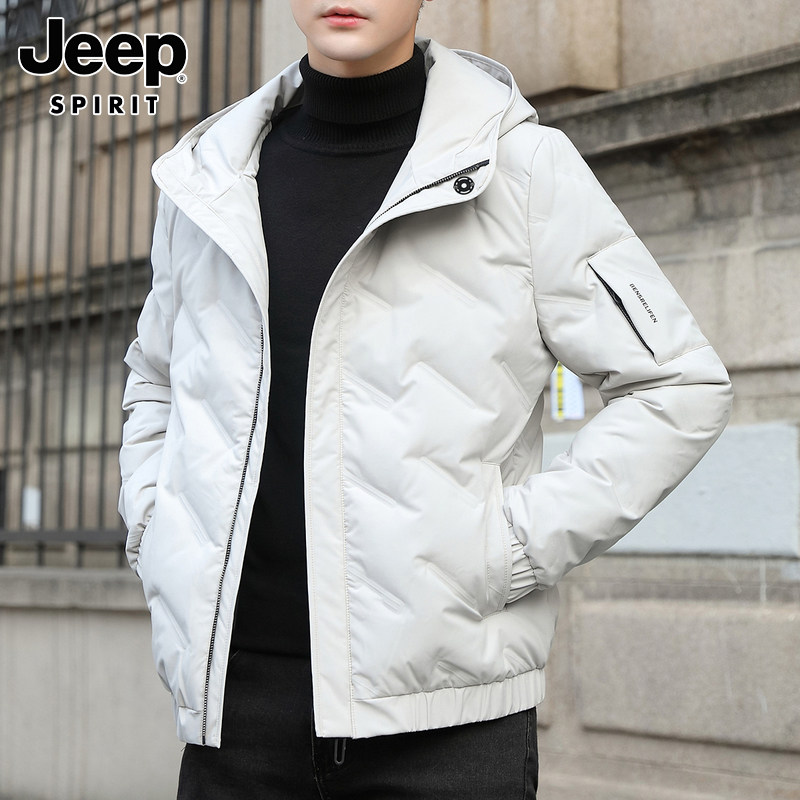 JEEP LIGHT DOWN JACKET MENS WINTER 2024 NEW BLACK CASUAL THICKENED THERMAL JACKET MENSWEAR