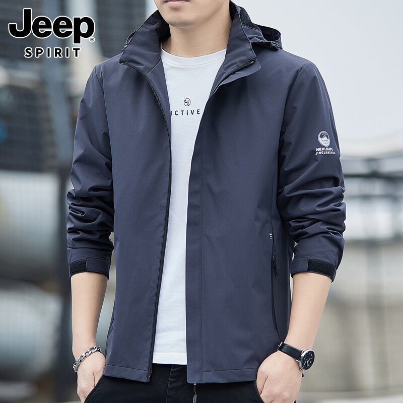 JEEP SPIRIT JACKET MENS SPRING NEW TREND SPORTS TOP HOODED WINDPROOF CASUAL JACKET MEN