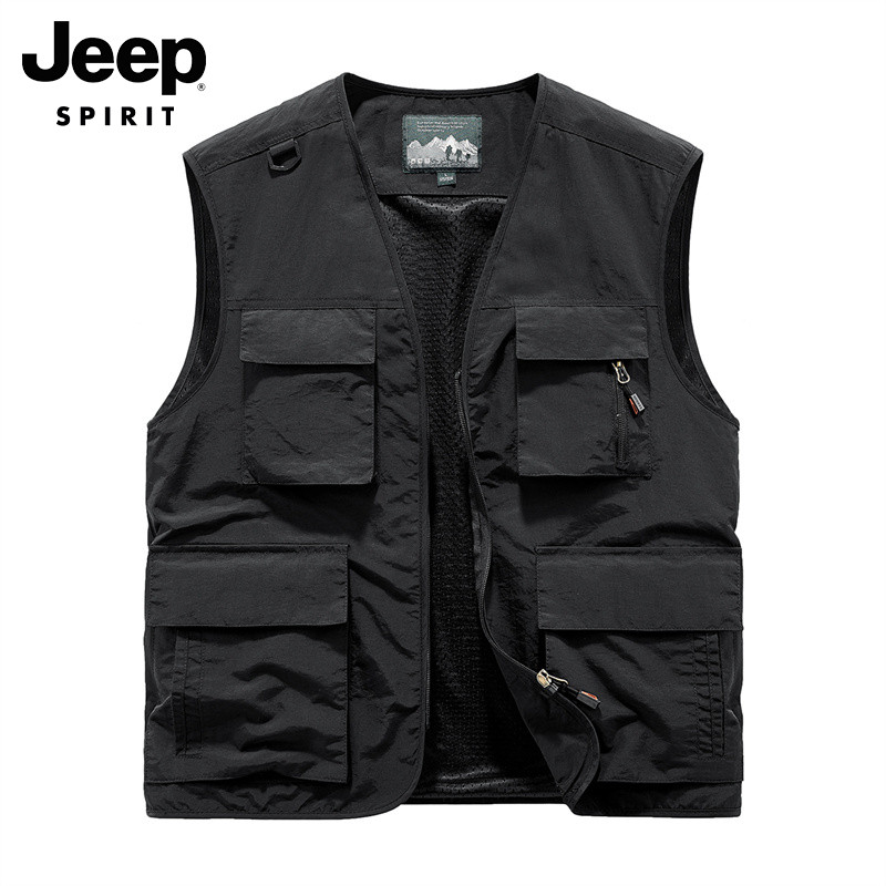 JEEP VEST MENS AUTUMN NEW MOUNTAIN OVERALLS SHOULDER VEST MULTI-POCKET MOUNTAINEERING ATHLEISURE JACKET MEN