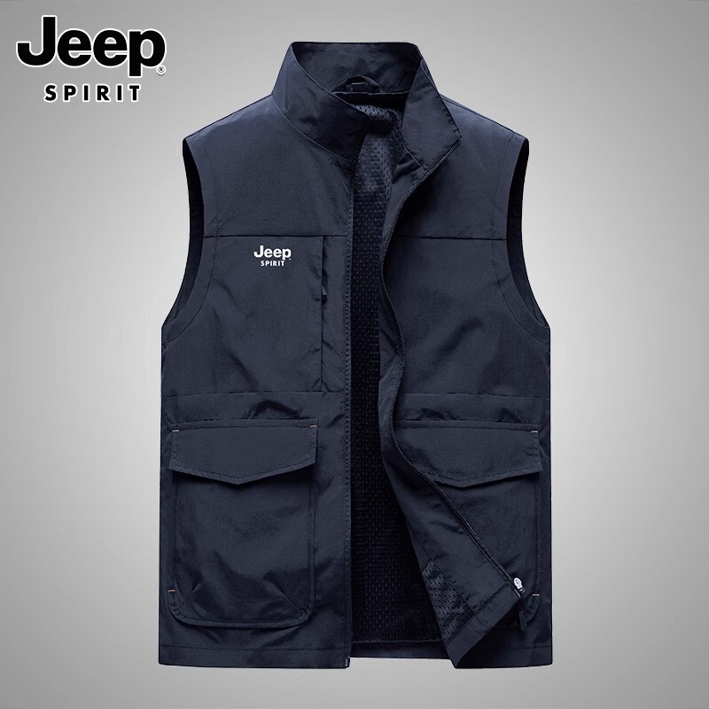 JEEP VEST MENS SPRING NEW MULTI-POCKET SHOULDER VEST VERSATILE AMERICAN CARGO CASUAL HORSE CLIP JACKET MEN