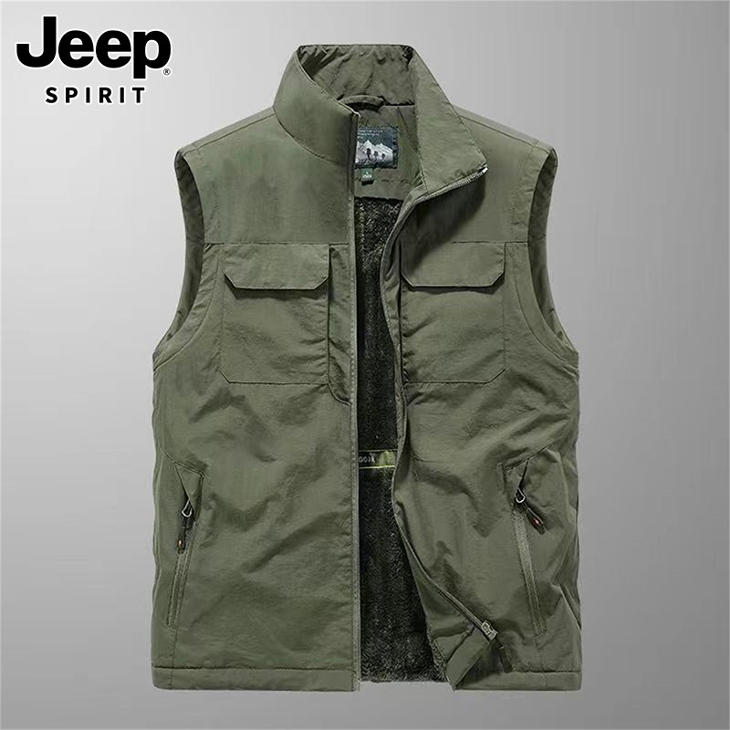 JEEP VEST MENS WINTER NEW THICKENED CASUAL VERSATILE SHOULDER TREND LAMB WOOL HORSE CLIP SLEEVELESS JACKET MEN