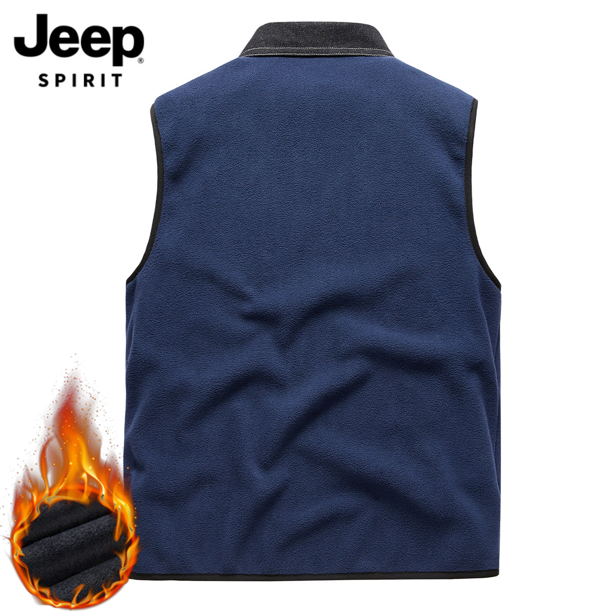 JEEP FLEECE VEST MENS WINTER NEW DENIM STITCHING OVERALLS THICK SHOULDERS WARM HORSE CLIP JACKET MEN