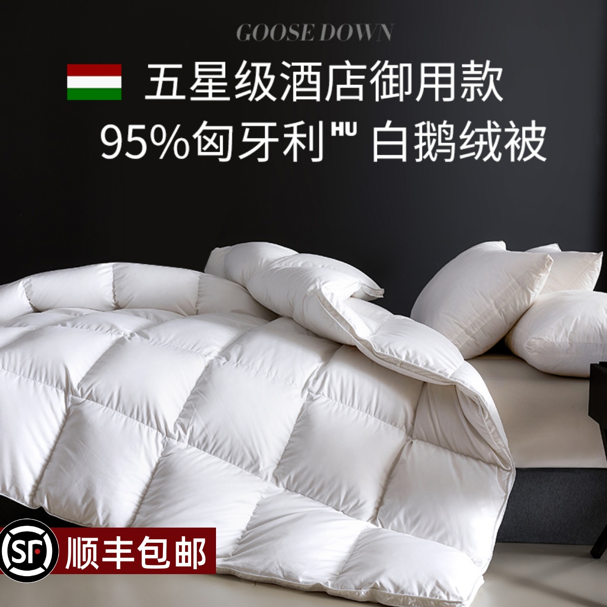 洲际五星级酒店5%匈牙利白鹅绒被子抗菌春秋被夏羽绒暖冬被芯家用