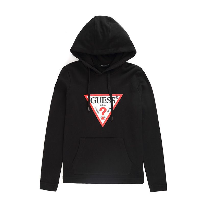 GUESS女士连帽印花长袖纯色春秋卫衣