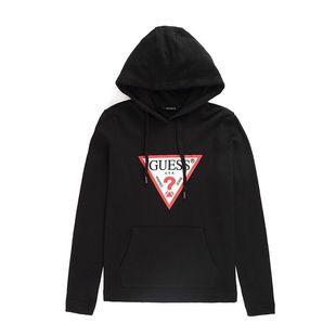 GUESS女士连帽印花长袖纯色春秋卫衣