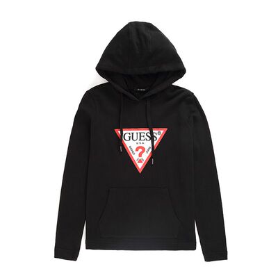 GUESS女士连帽印花长袖纯色春秋卫衣