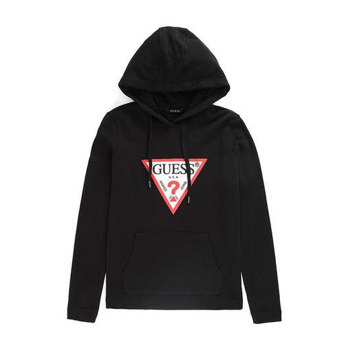 GUESS女士连帽印花长袖纯色春秋卫衣