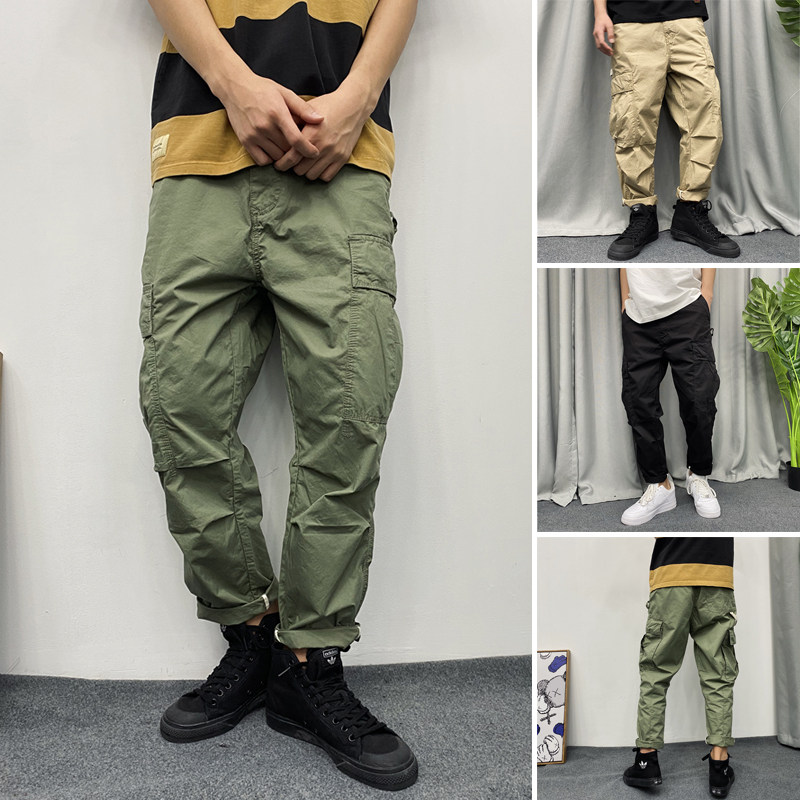 秋季余文乐裤子ins潮牌工装裤男直筒宽松九分裤潮流百搭休闲9分裤