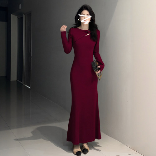2026新款秋冬季复古法式连衣裙女小众显瘦长袖裙TX0274A